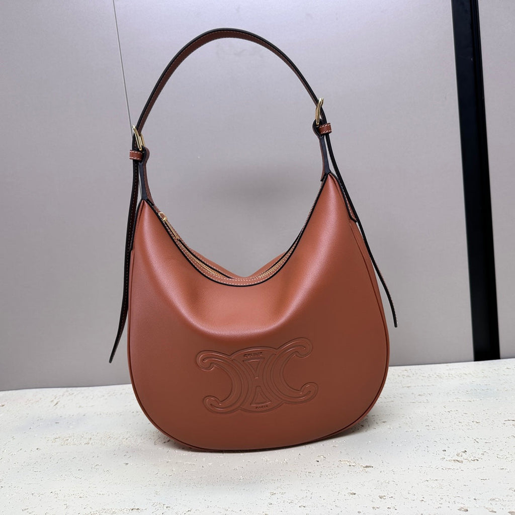 CELINE MEDIUM 30 HELO脧SE BAG CUIR TRIOMPHE IN BRONZE BROWN SUPPLE CALFSKIN