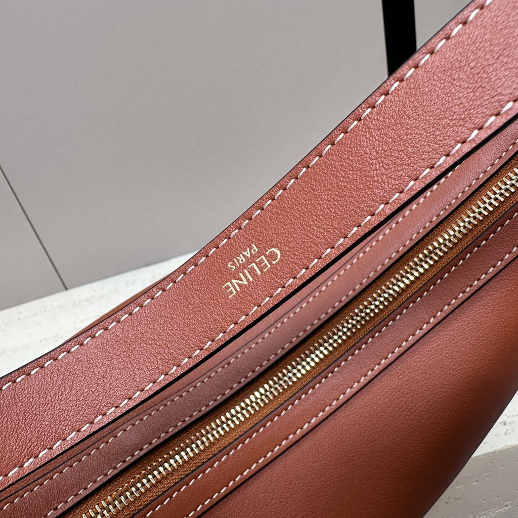 CELINE MEDIUM 30 HELO脧SE BAG CUIR TRIOMPHE IN BRONZE BROWN SUPPLE CALFSKIN