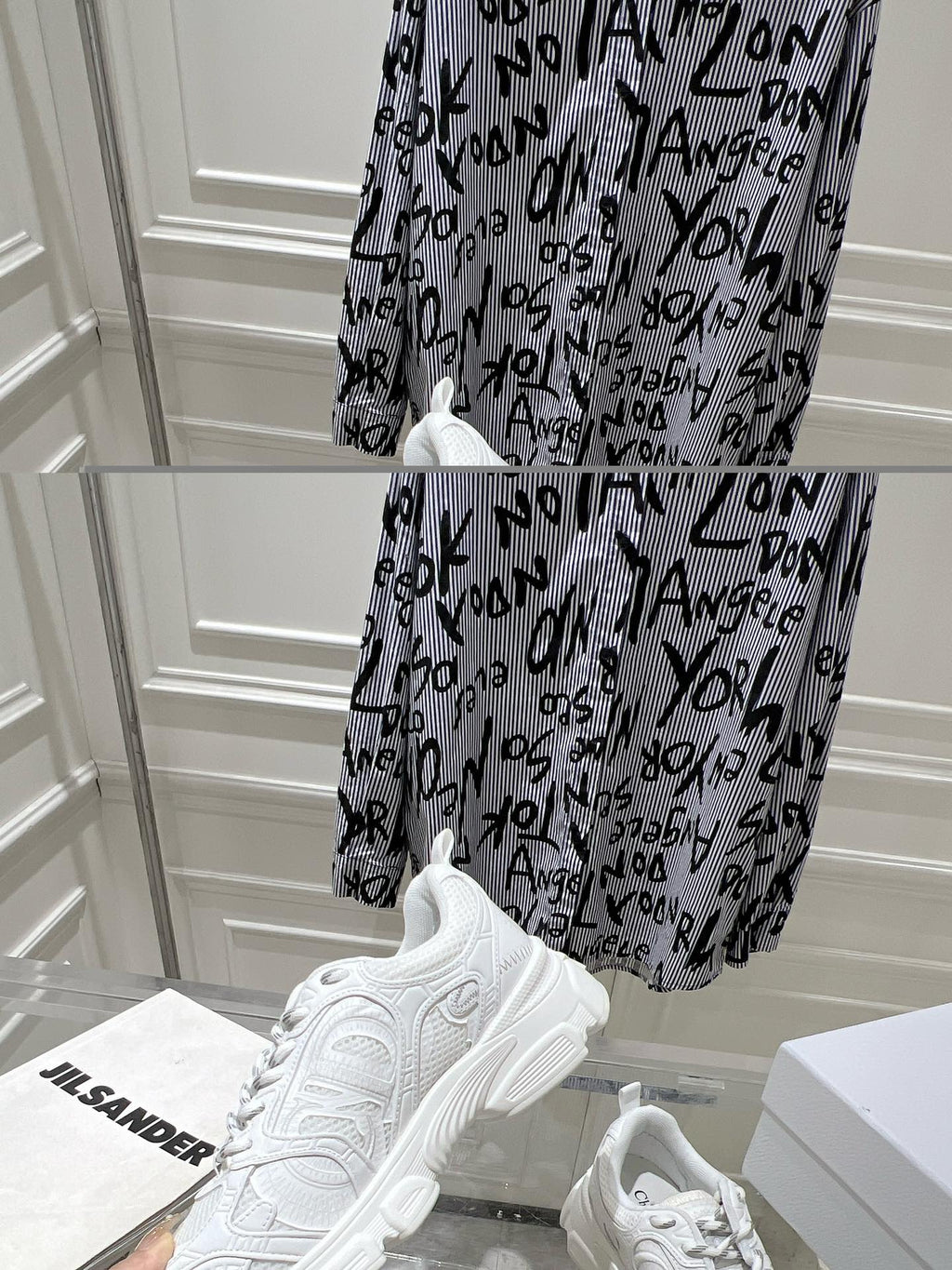 DIOR 25S CHRONO SNEAKER 45MM IN MESH WITH WHITE CALFSKIN