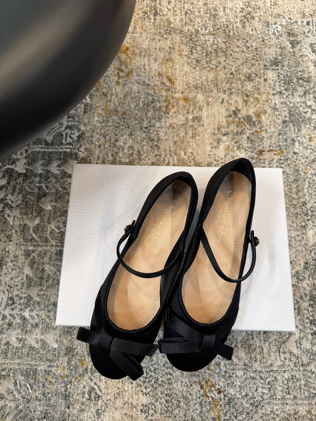 DIOR 25S LOVELY鈥慏 BALLET FLAT 45MM IN BLACK SATIN