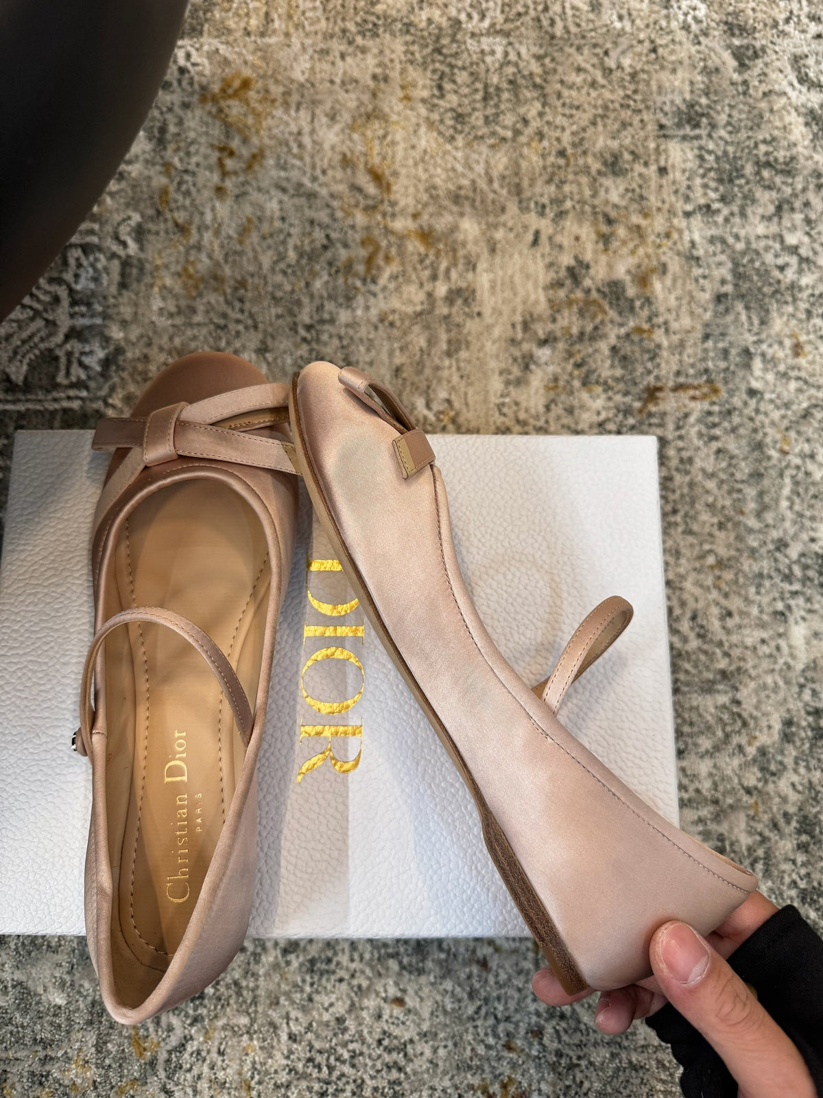 DIOR 25S LOVELY鈥慏 BALLET FLAT 10MM IN NUDE SATIN