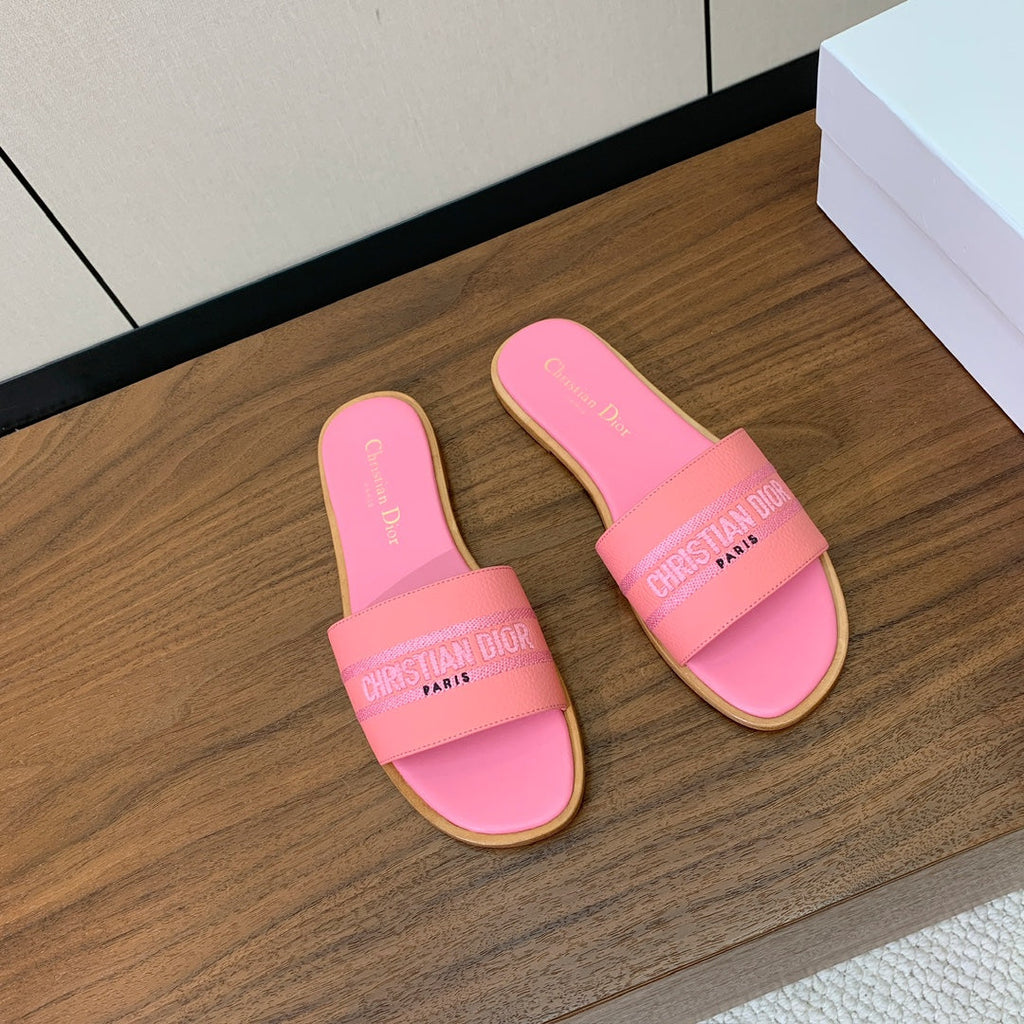 DIOR 25S DWAY SLIDE IN PINK CALFSKIN