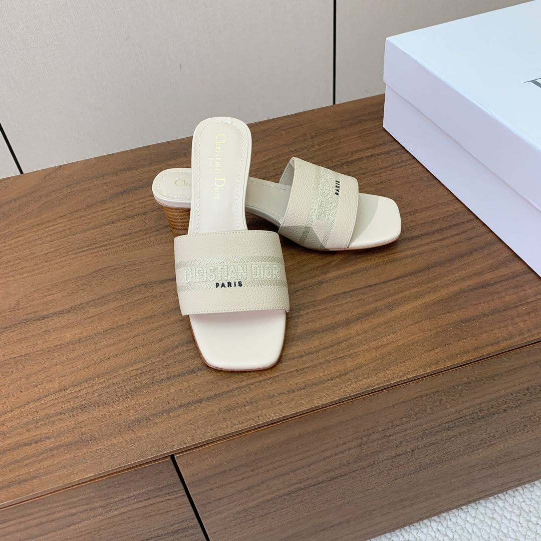 DIOR 25S HIGH-HEEL SANDALS 40 MM IN CREAM WHITE CALFSKIN