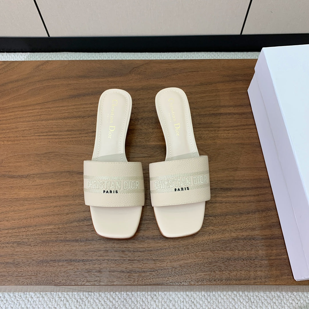 DIOR 25S HIGH-HEEL SANDALS 40 MM IN CREAM WHITE CALFSKIN