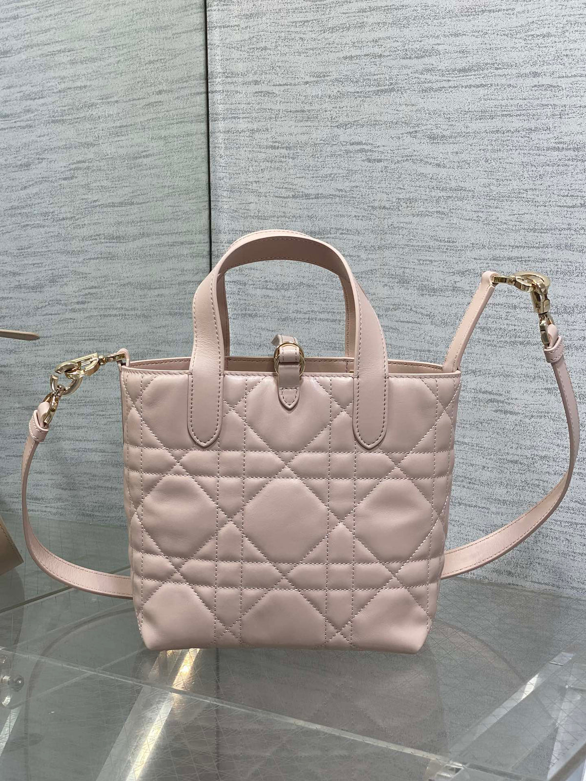 DIOR 25S ALWAYS MINI BAG 16 IN LIGHT PINK MACROCANNAGE CALFSKIN GOLD HARDWRE