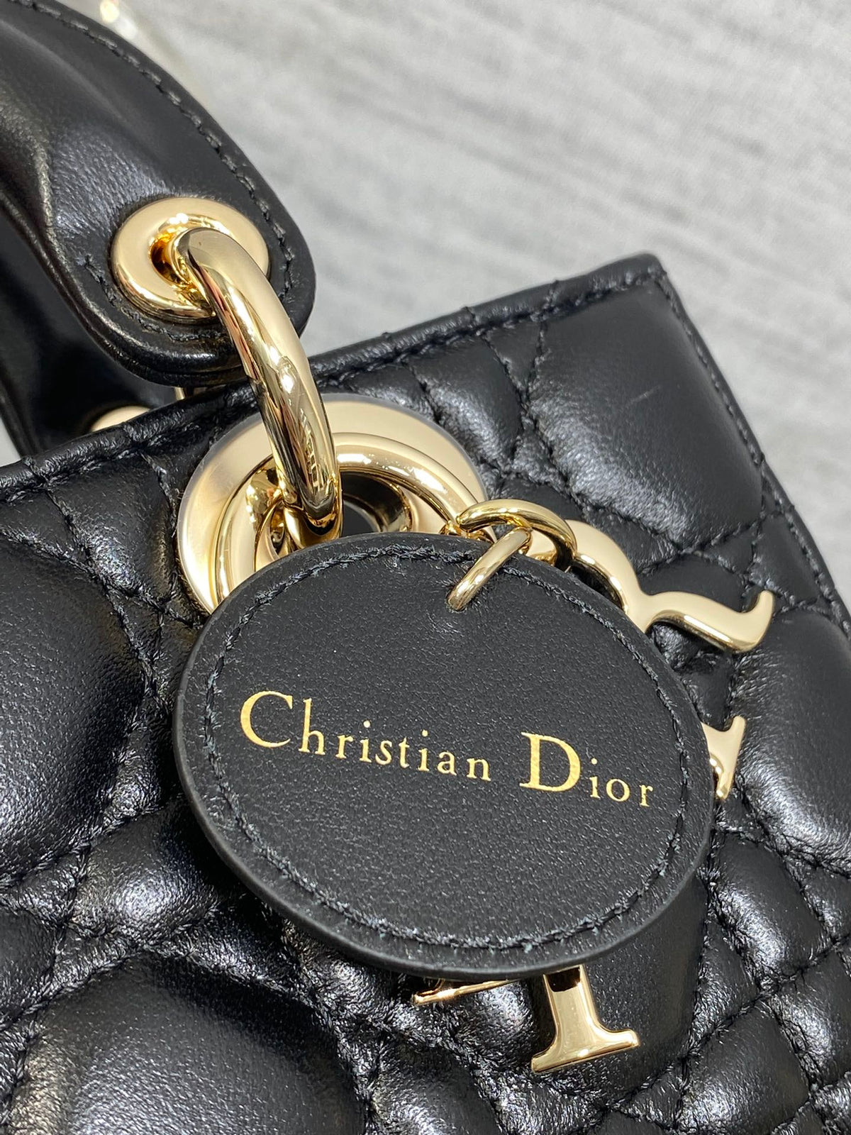 DIOR 25S MICRO LADY D-JOY 19 IN BLACK CALFSKIN GOLD HARDWRE