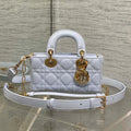 DIOR 25S SMALL LADY D鈥慗OY BAG 19 IN LIGHT BLUE CANNAGE CALFSKIN GOLD HARDWRE