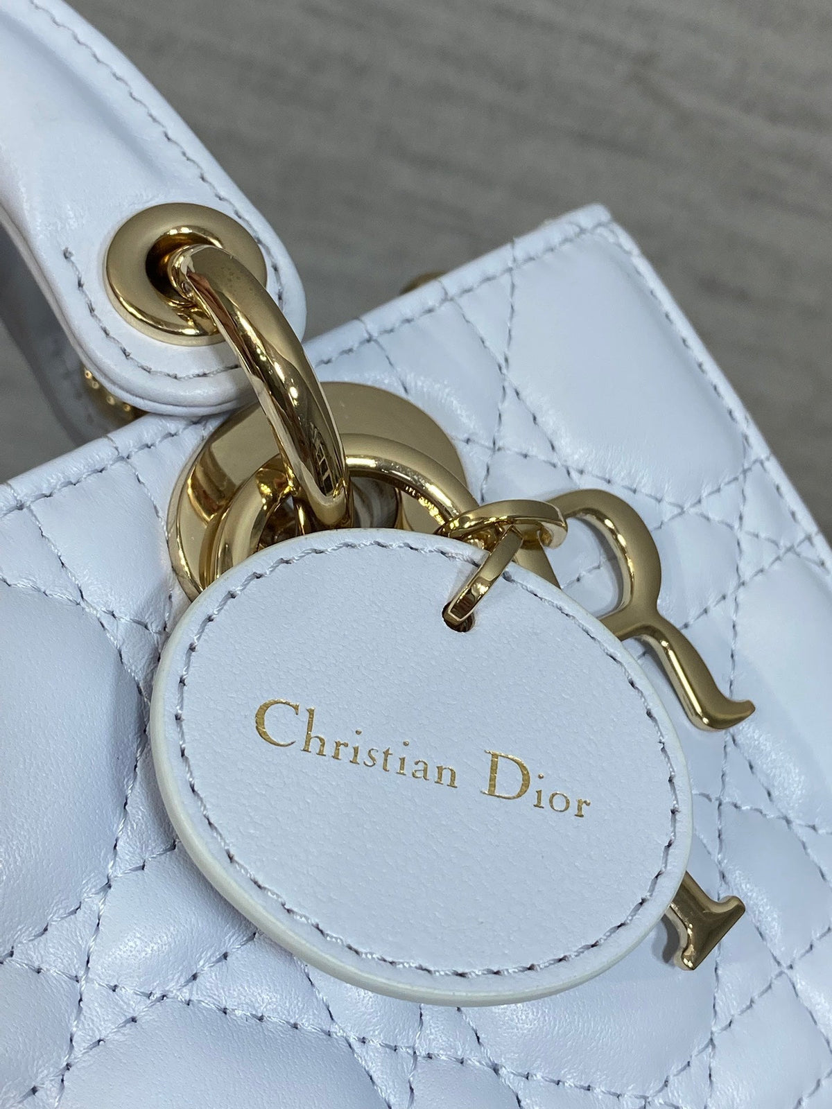 DIOR 25S SMALL LADY D鈥慗OY BAG 19 IN LIGHT BLUE CANNAGE CALFSKIN GOLD HARDWRE