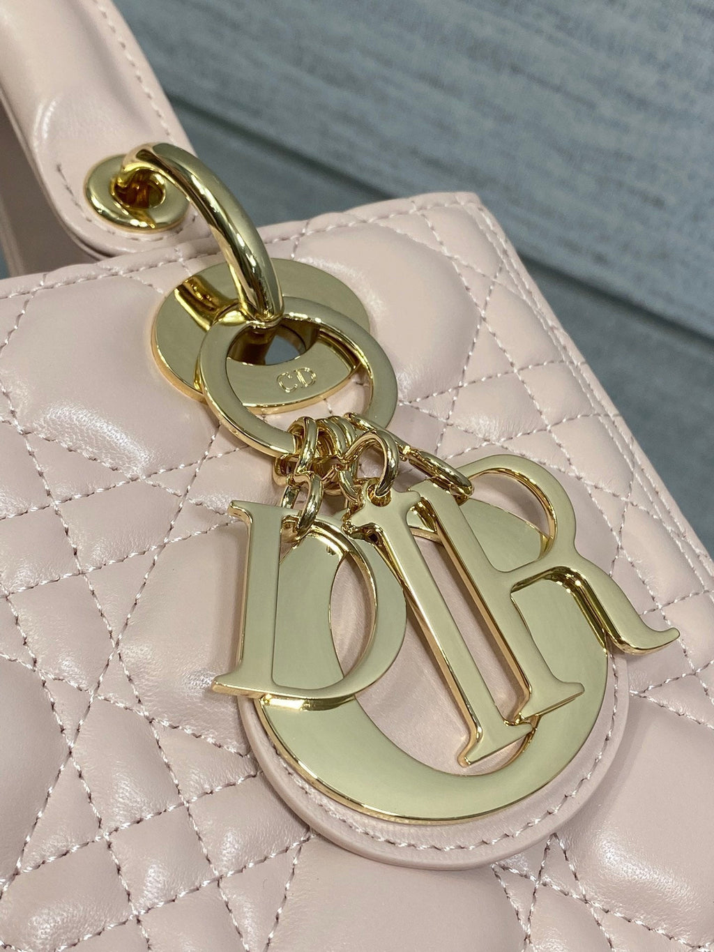 DIOR 25S MEDIUM LADY BAG 24 IN PINK CALFSKIN GOLD HARDWRE