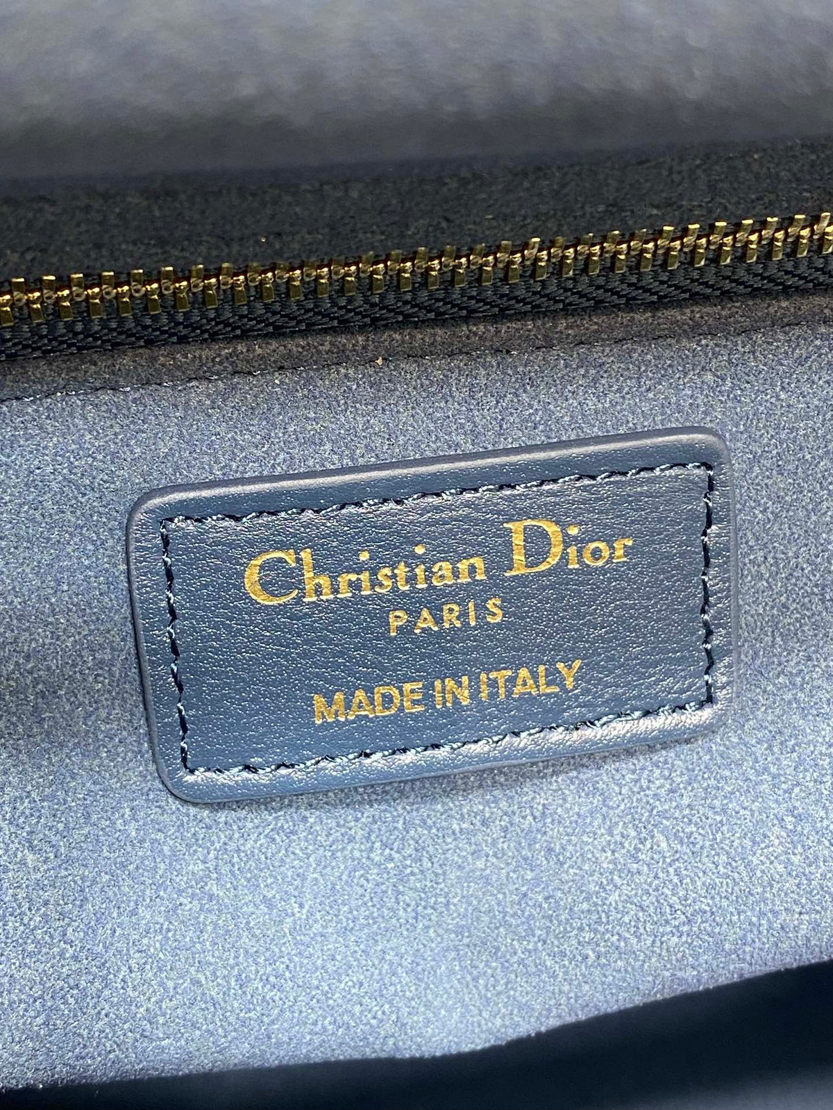 DIOR 25S MEDIUM LADY BAG 24 IN DEEP OCEAN BLUE CALFSKIN GOLD HARDWRE