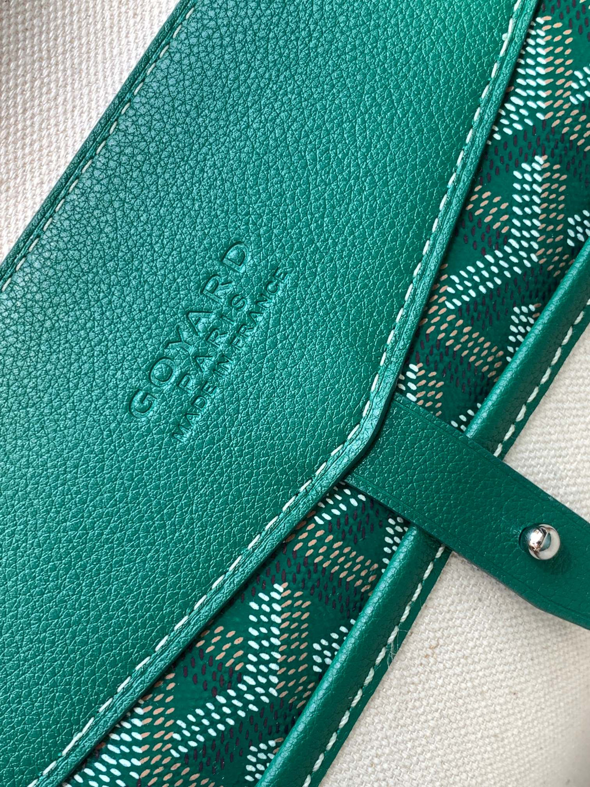 CISALPIN DOCUMENT CASE 39 IN GREEN GOYARDINE CANVAS AND CALFSKIN