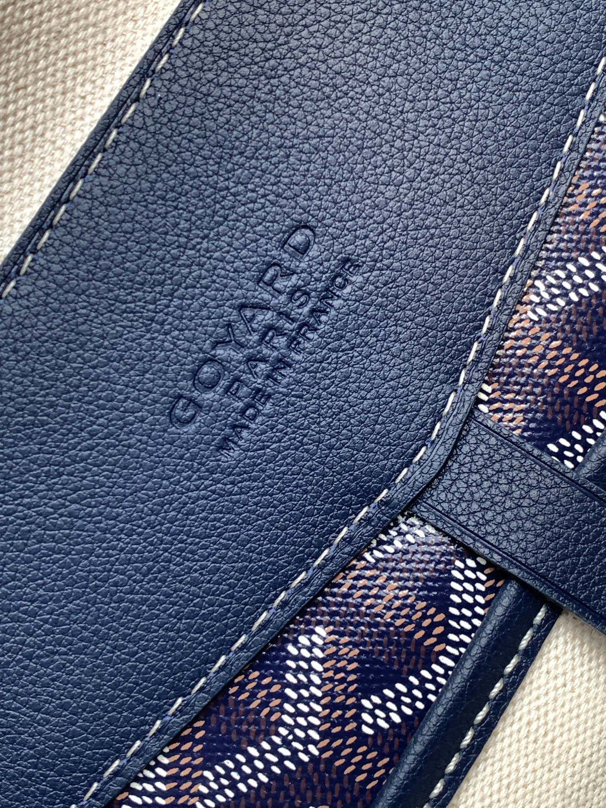 CISALPIN DOCUMENT CASE 39 IN NAVY BLUE GOYARDINE CANVAS AND CALFSKIN