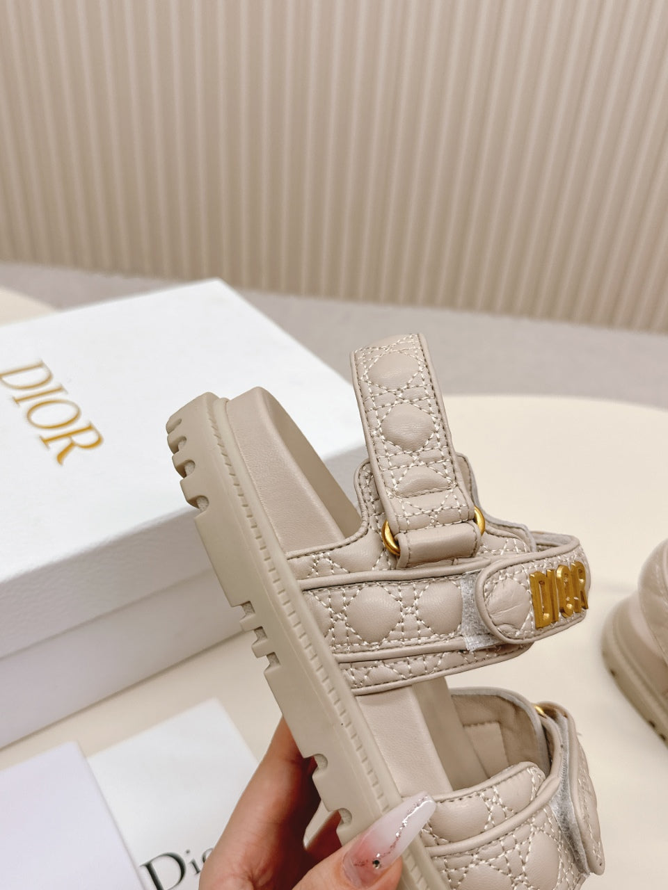 DIOR BACK-STRAP SANDALS 25S IN LIGHT BEIGE CALFSKIN