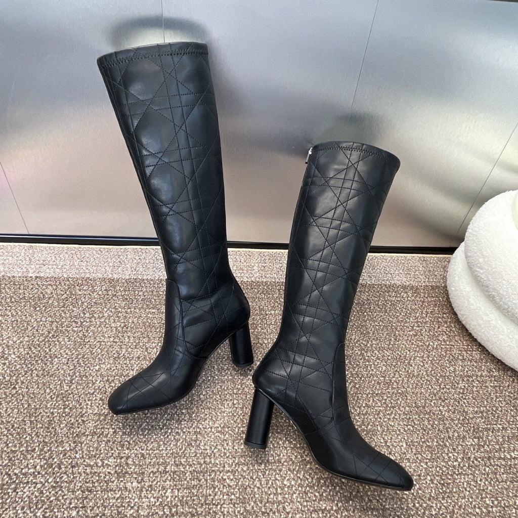 DIOR 25S D-SHADOW COUTURE SERIES BOOTS 90MM IN BLACK CALFSKIN