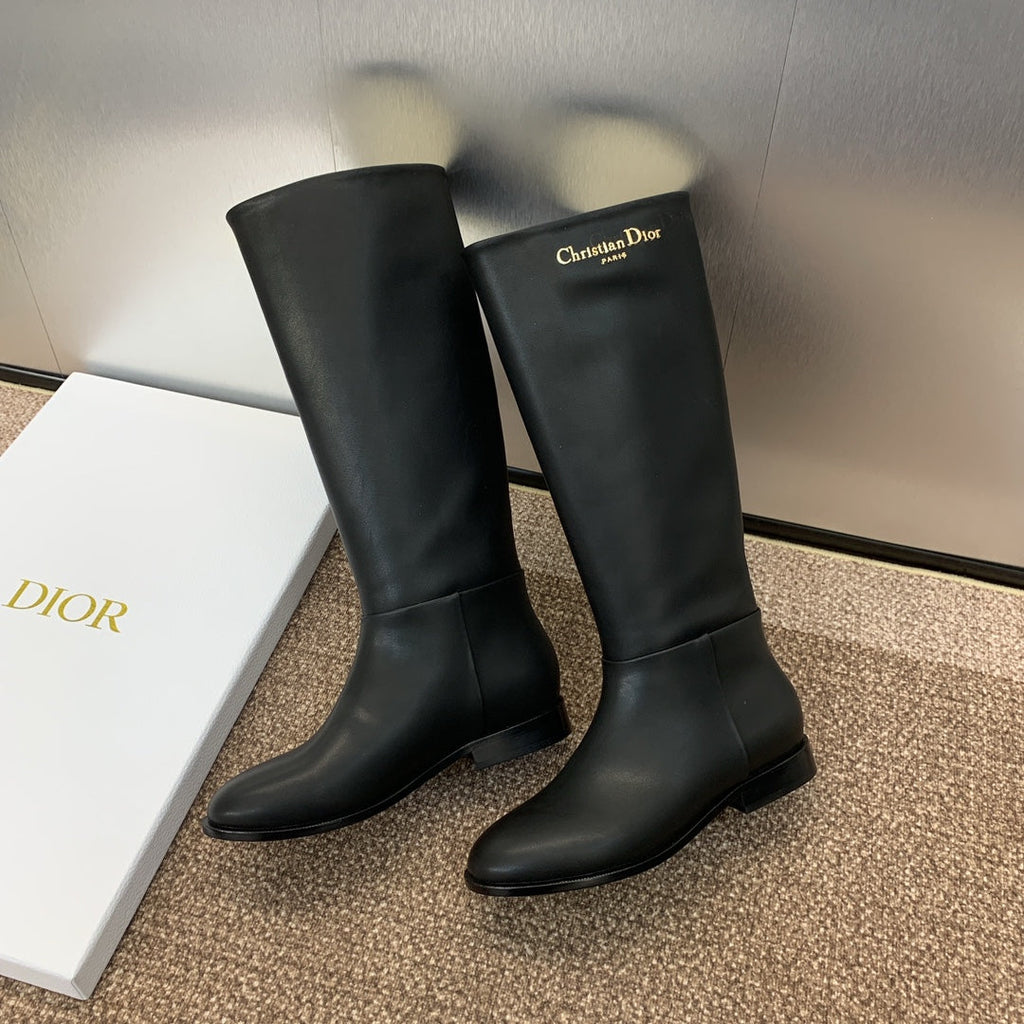 DIOR 25S D-TOWN BOOT 25MM IN BLACK SUPPLE CALFSKIN